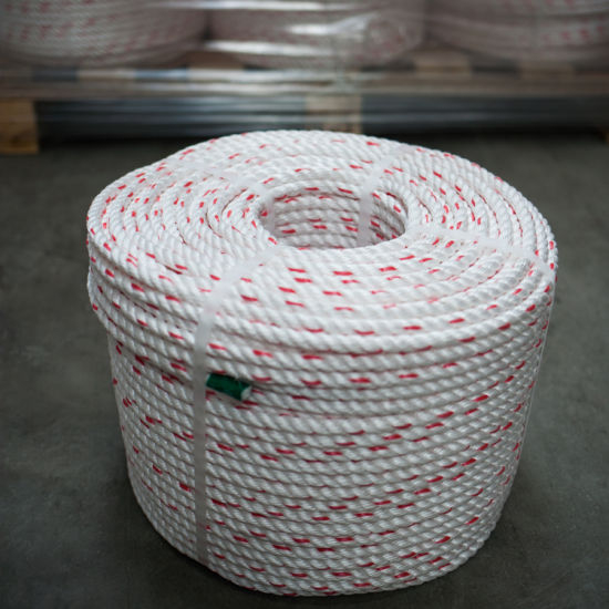 Corde de pêche en polypropylène à trois brins blanc et rouge ancre marine corde PP
