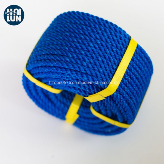 Couleur bleue ou verte 3 Strand Twisted PP / PE Corde pour la pêche