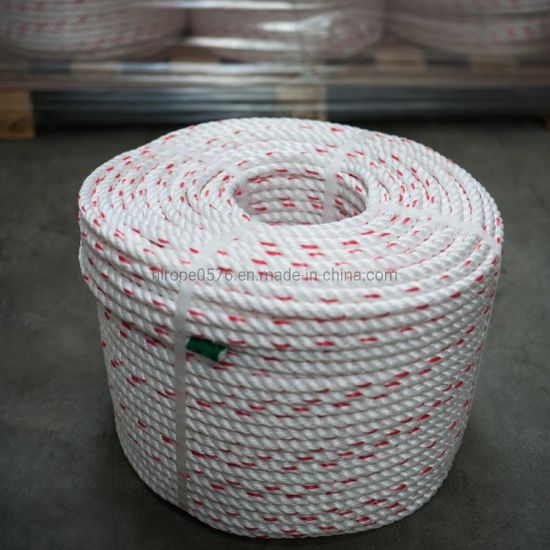10 mm blanc avec corde en polysteel flottante Red Fleck (bobine de 220 m)