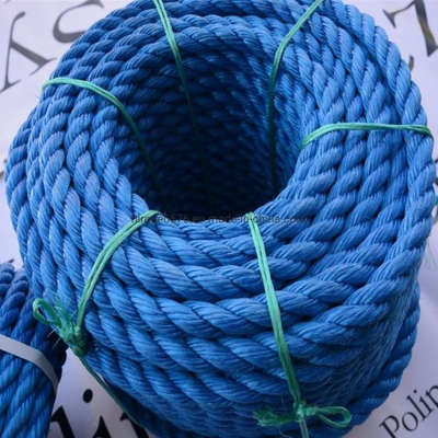 Corde marine de corde en polypropylène à 3 brins bleus en gros pour la pêche et l'amarrage